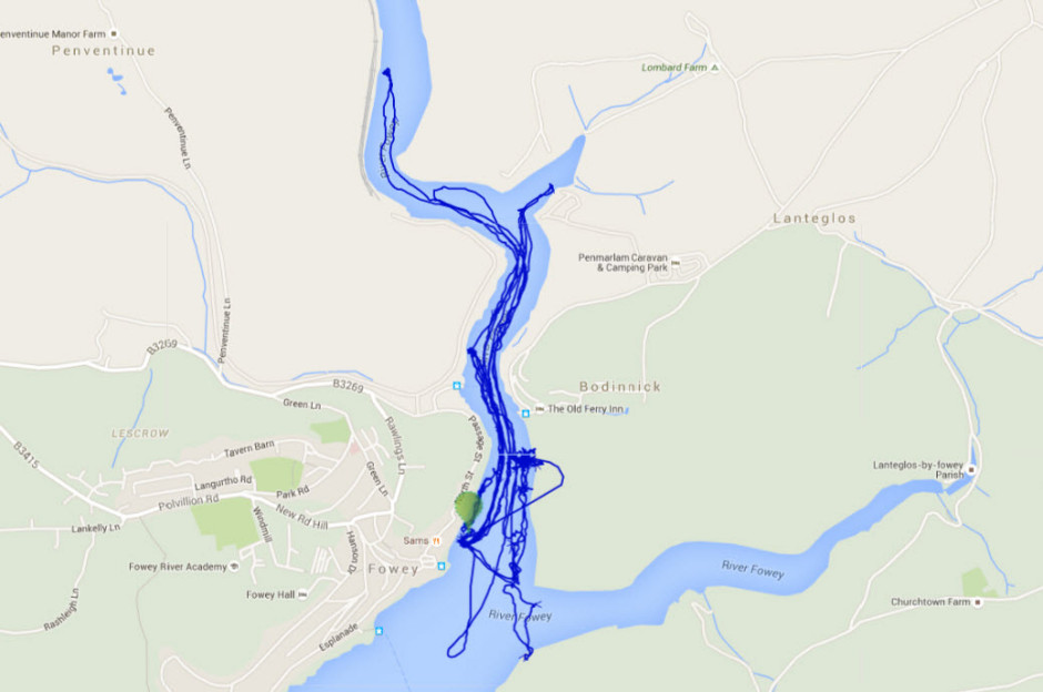 GPS Track of one of boats using the cloudcase.